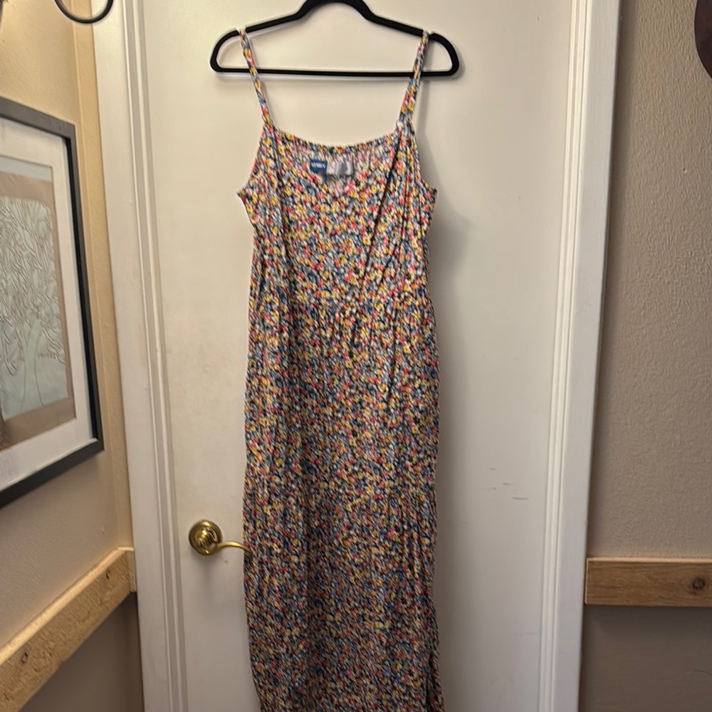 Old Navy Tan and Brown Spaghetti Strap Maxi Sundress